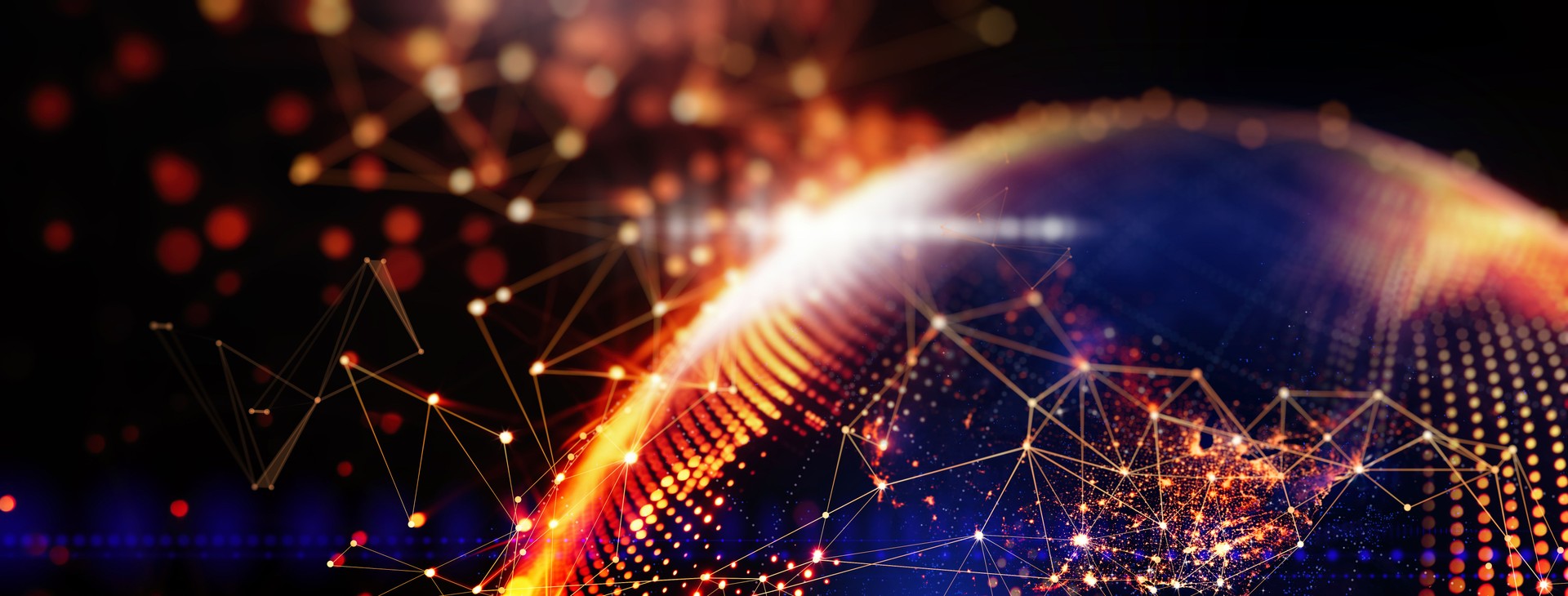 AI powered Global network and connectivity on Earth Digital world globe north on USA with data transfer and cyber technology information exchange and international telecommunication concept.